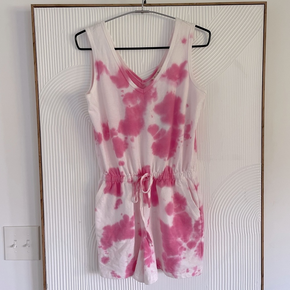 NWT Jane and Delancey tie dye romper jumper jumpsuit shorts pink tank small cute